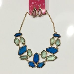 Jadore Bijoux Blue & Green Statement Necklace